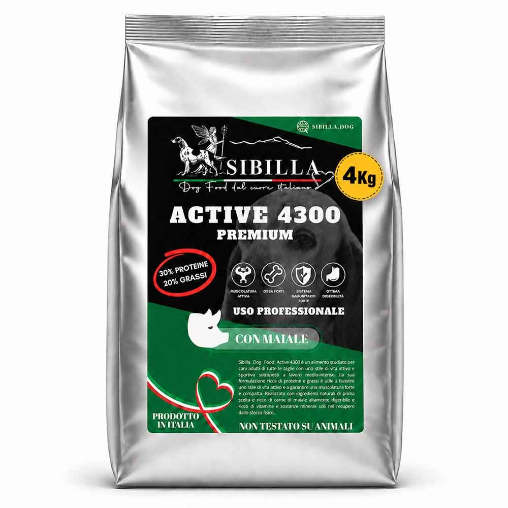 Sacco crocchette Premium da 4 Kg Active 4300 - Cane Adulto lavoro medio-intenso