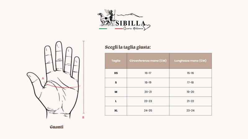 Tabella taglie Guanti Sibilla